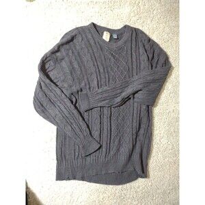 Gant Golf Men’s Navy Cable Knit Sweater Embroidered Sleeve Linen Blend